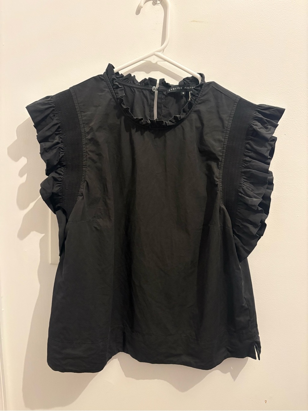 English Factory Black Ruffle Sleeve Blouse